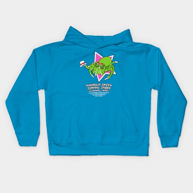 Magnolia Green Jumping Spider Kids Hoodie by Cyborg One